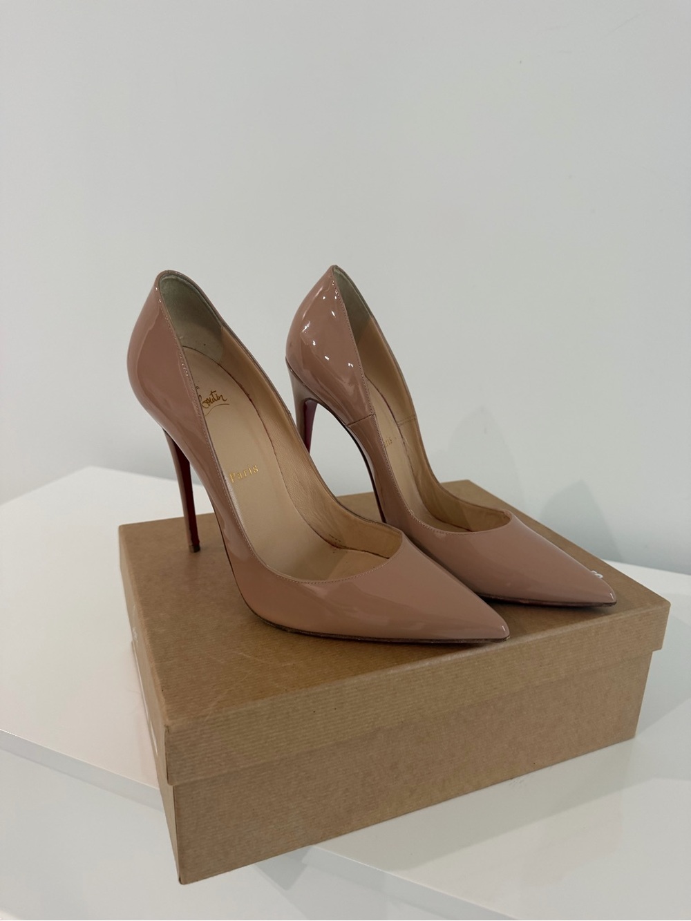 Christian Louboutin Blush Patent Pointed-Toe Pumps